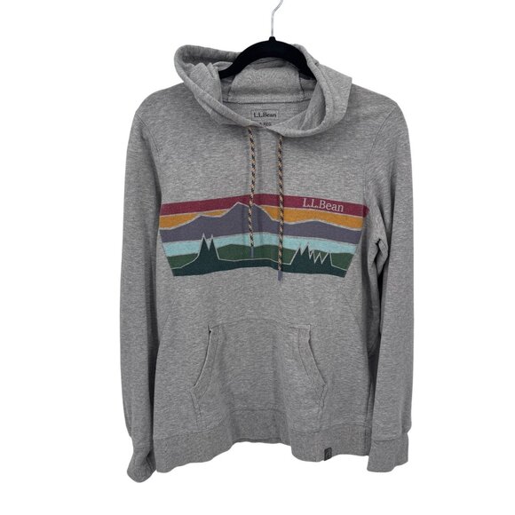 L.L. Bean Tops - L.L. Bean Gray Hoodie with Multicolor Mountain Design
